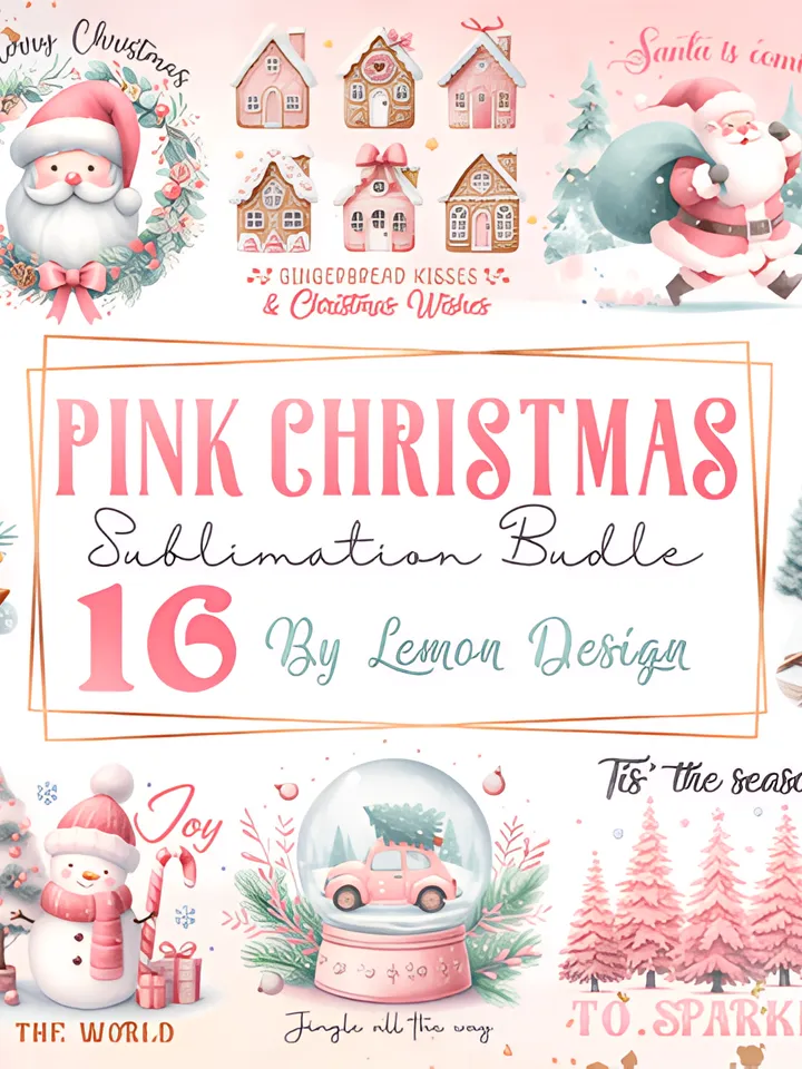 Pink Christmas PNG Sublimation Bundle