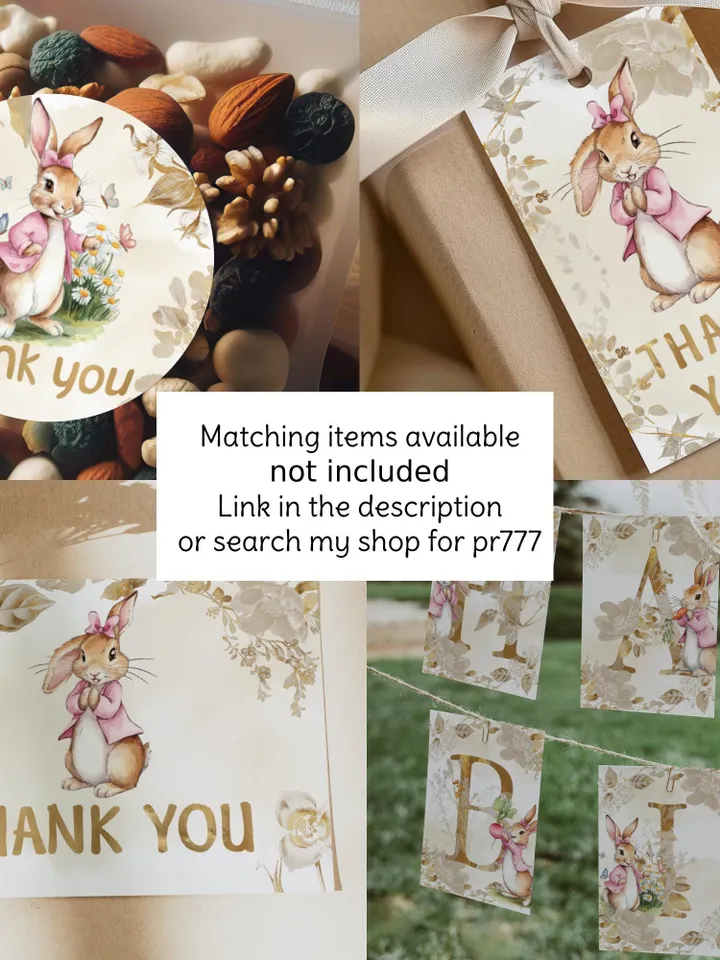 Editable and Printable Custom Sign template for 1st Baby Birthday party in Peter Rabbit style instant download and unlimited access pr777