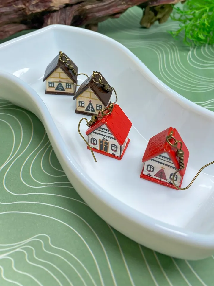 House earrings. Interesting handmade earrings.