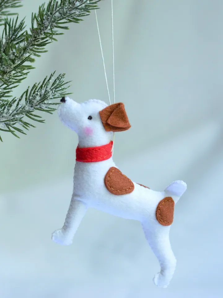 Felt Jack russell terrier Dog Ornament handcrafted Custom pet , stuffed animals for crib mobile,