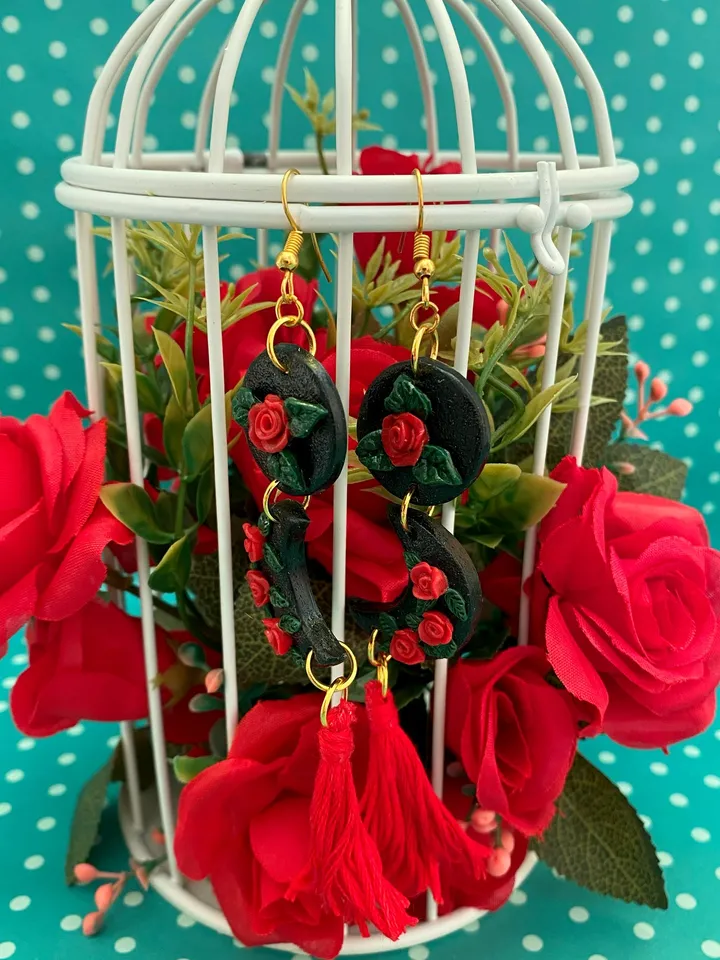 Earrings made of polymer clay. Red earrings. Handmade jewelry.