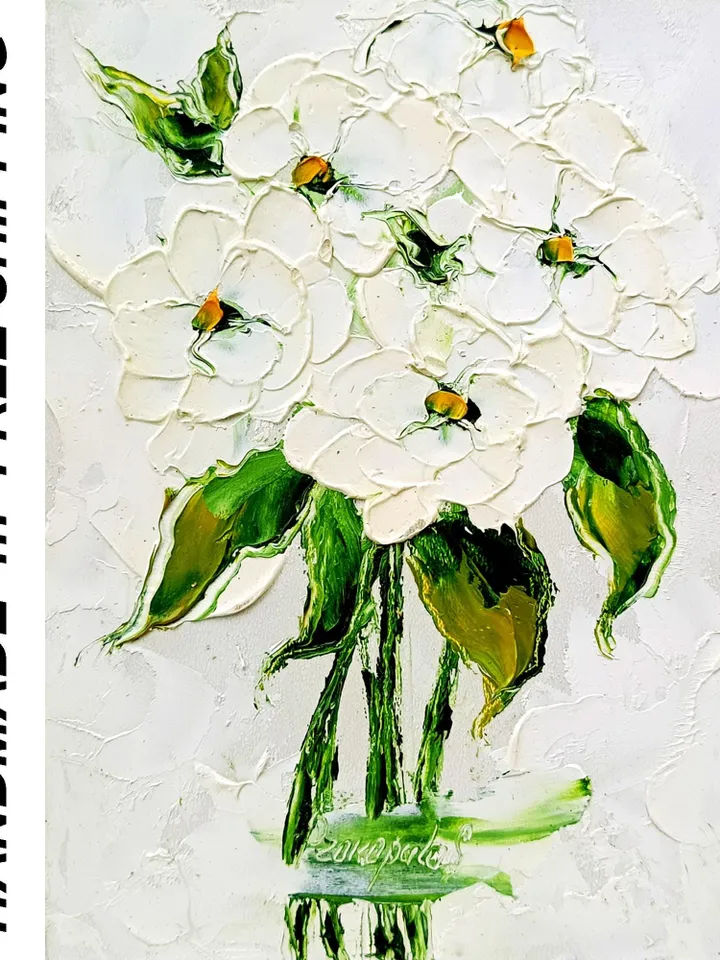 Zinnia Painting Flowers Original Art Meadow Wall Art Decor Gifts for Her by ArtProkopaloSv