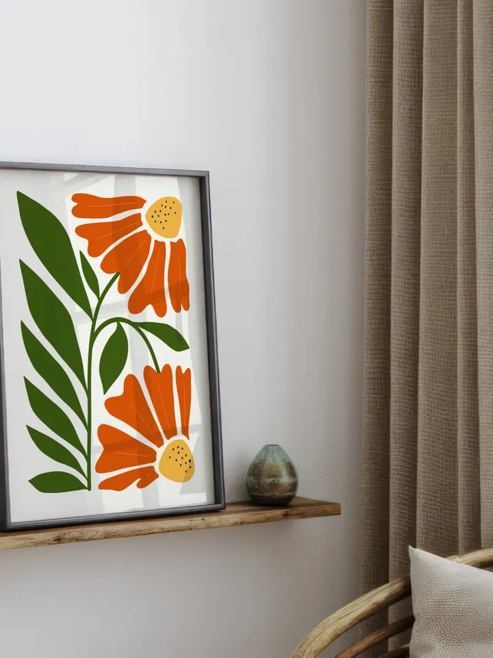 Abstract Flowers Print Set of 3, Boho Style Terracotta Prints, Floral Wall Art, Vintage Art Print, Boho Printable Art, Flower Market Poster
