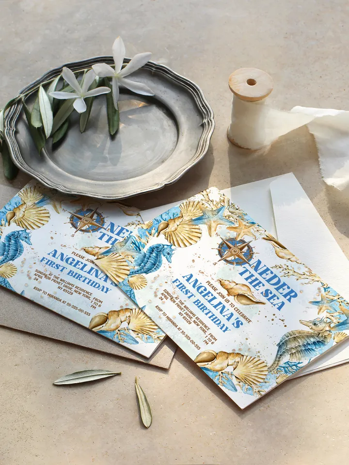 Editable ONEder the Sea First Birthday Invitation; Under the Sea Party; Ocean Party Birthday Template Instant Download; SE1