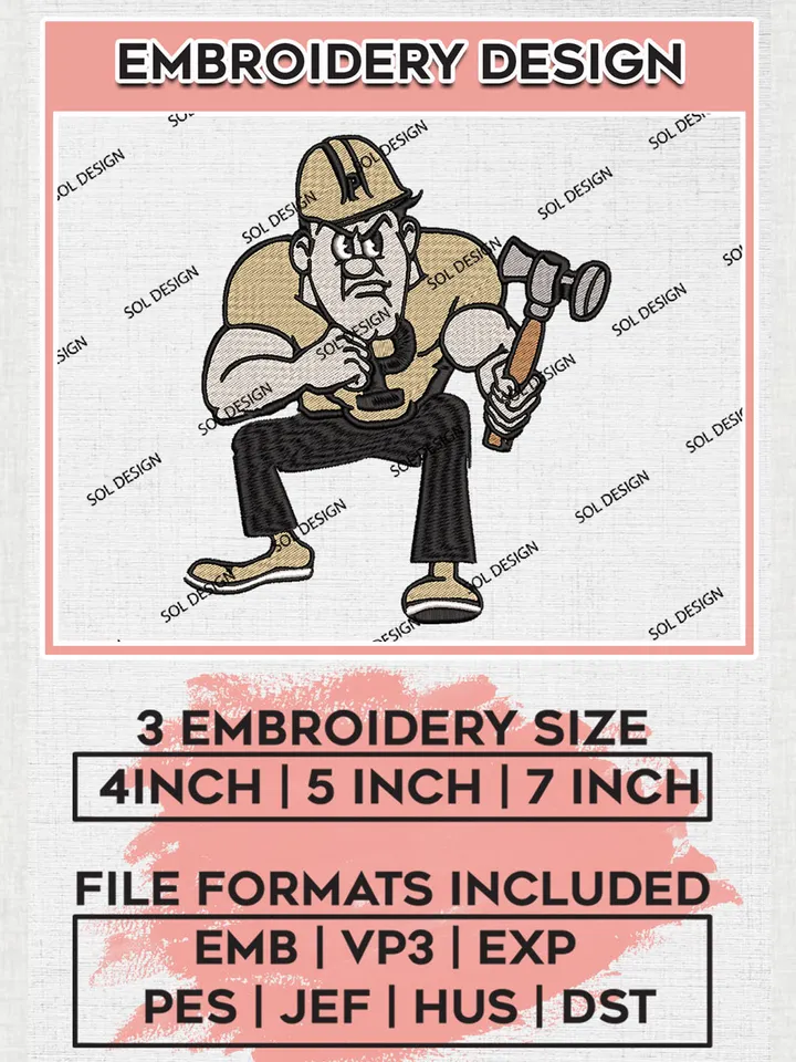 Purdue Boilermakers NCAA Football Team Mascot Logo Embroidery Design Files, NCAA Purdue Boilermakers Machine Embroidery, NCAA Teams, 3 sizes, NCAA Machine embroidery designs, Digital Download
