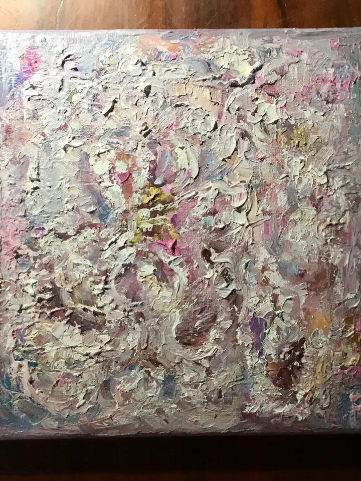 White abstract flower original oil impasto style textured painting,flowers oil painting,small canvas painting wall decoration ,unique gifts