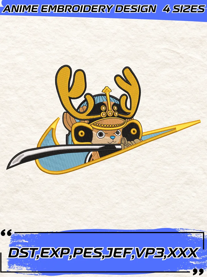 Tony Tony Chopper Samurai Embroidery Design,One Piece Machine Embroidery Design,4 Sizes,Instant Download