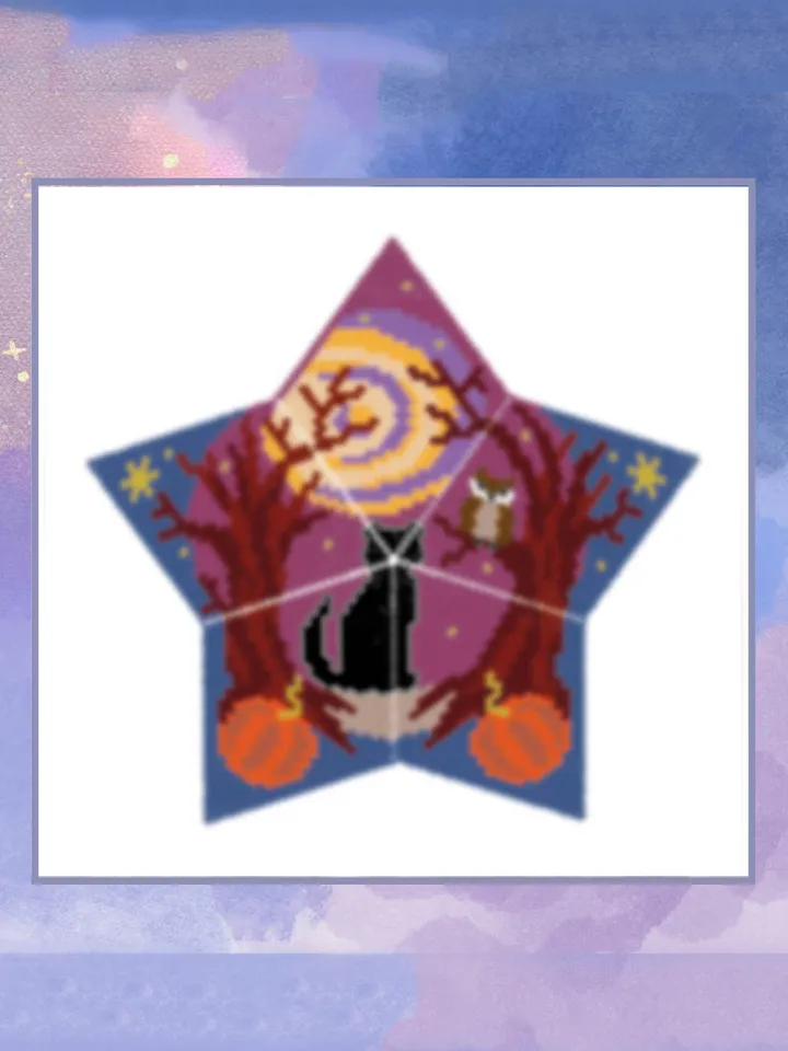 Magic Forest 3D Peyote Star Beading Pattern, Black Cat Halloween Beaded Star PDF Pattern, Seed Bead Ornament