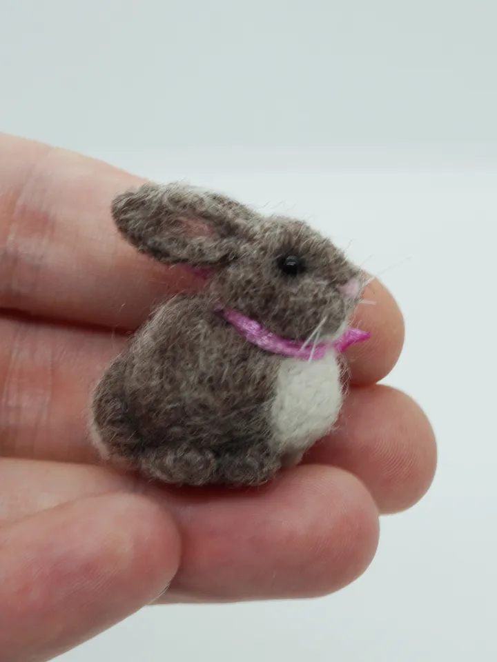 Cinnabun the rabbit, miniature needle felted bunny, gift for her, tiny rabbit, made to order
