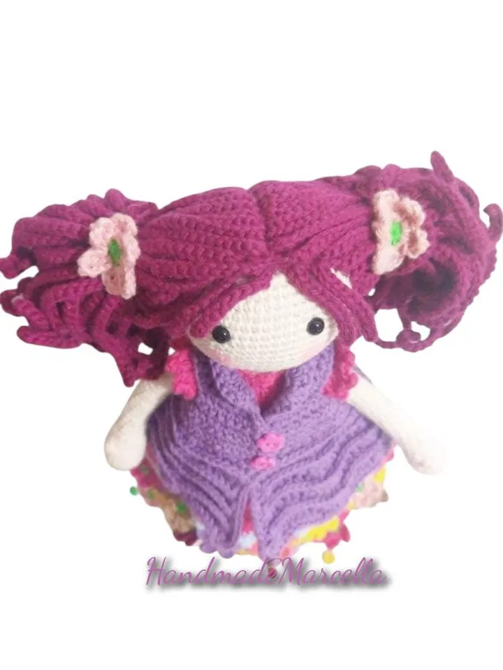 Esja Tilda Crochet Doll – 32 cm Amigurumi – Handmade Cotton Doll – Floral Dress – Collectible Gift – Valentine's Day Ready to Ship