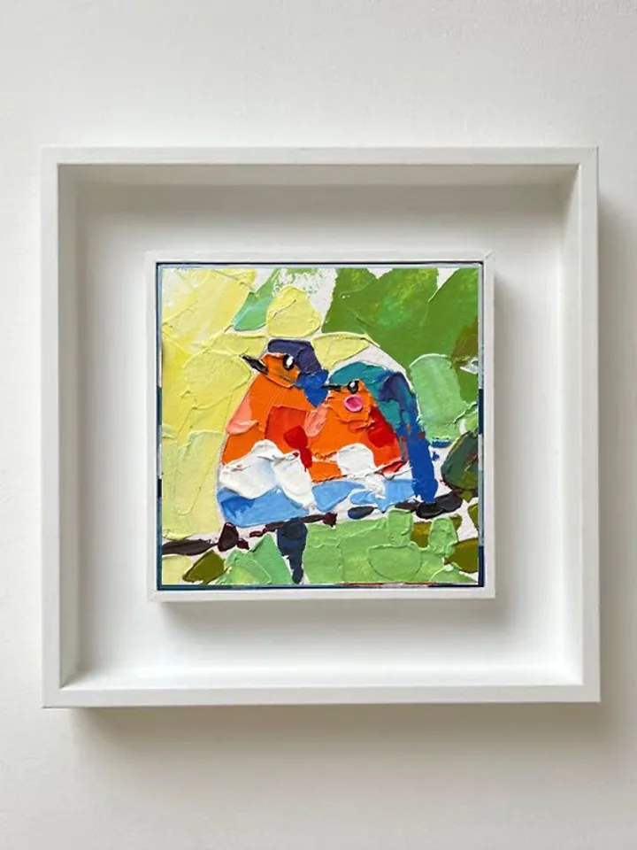 Bird Painting Set Original Artwork Chicadee Small Painting