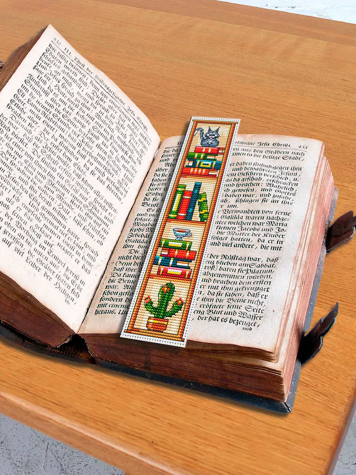 Modern bookmark cross stitch pattern digital PDF Handmade bookmark embroidery beginners Instant download Gift for book lover #B1