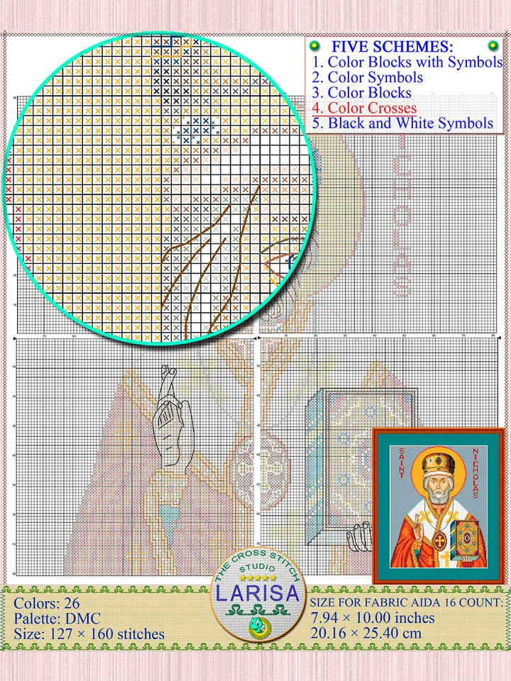 Saint Nicholas Icon Cross Stitch Pattern | Christian Icon