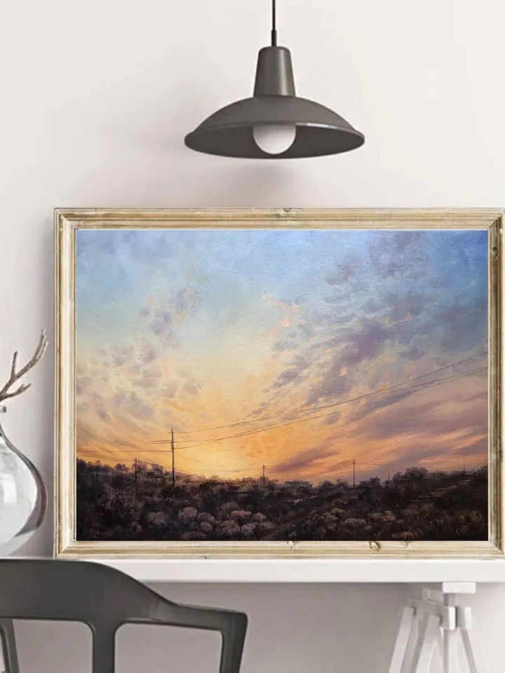Sunset Original Oil Painting Sunrise Landscape