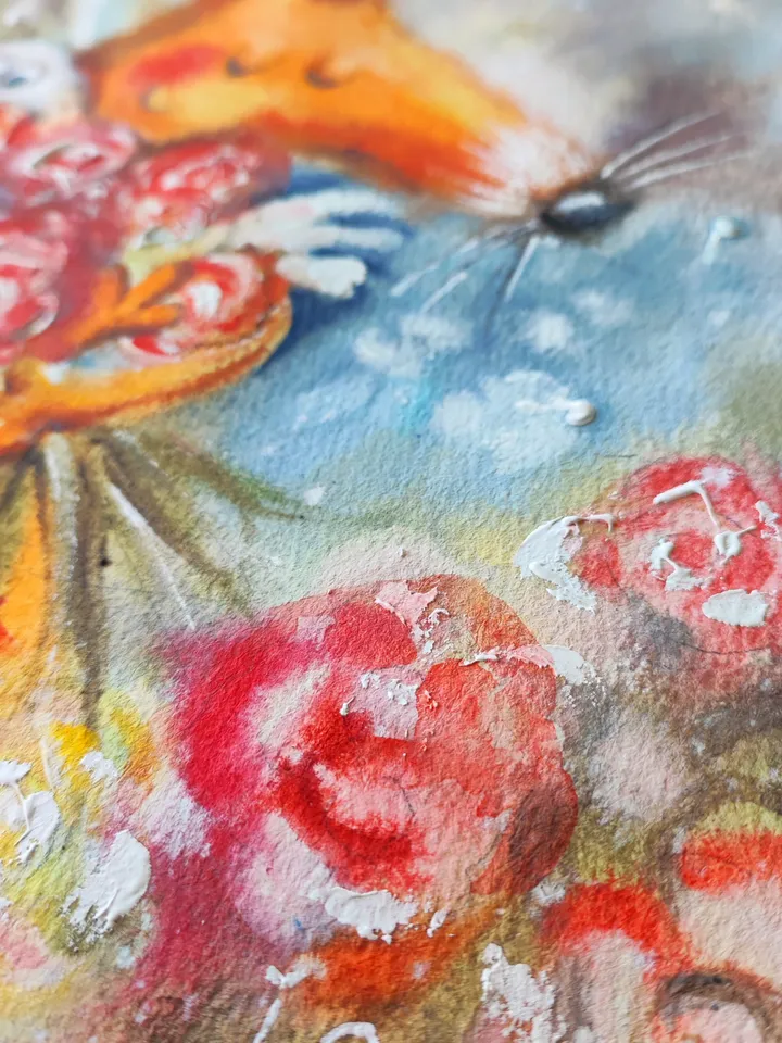 27x27cm Artwork by Julia Schigal "The Best Gift" - watercolor, gouache, pastel