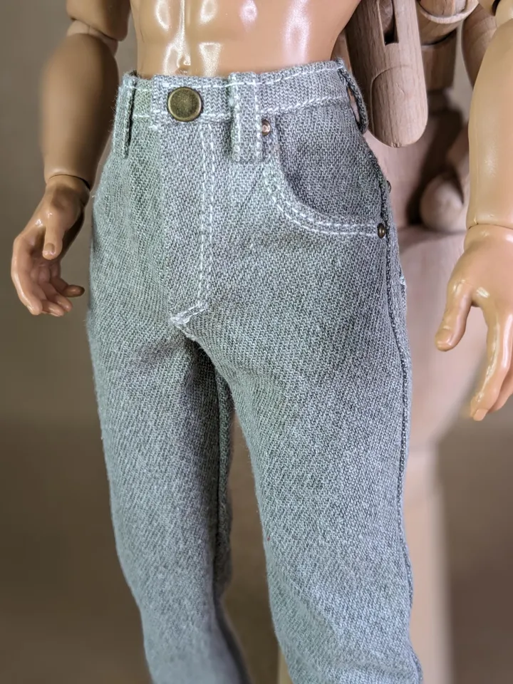 Realistic handmade khaki classic jeans for 13 inch fashion male doll (Adonis doll)
