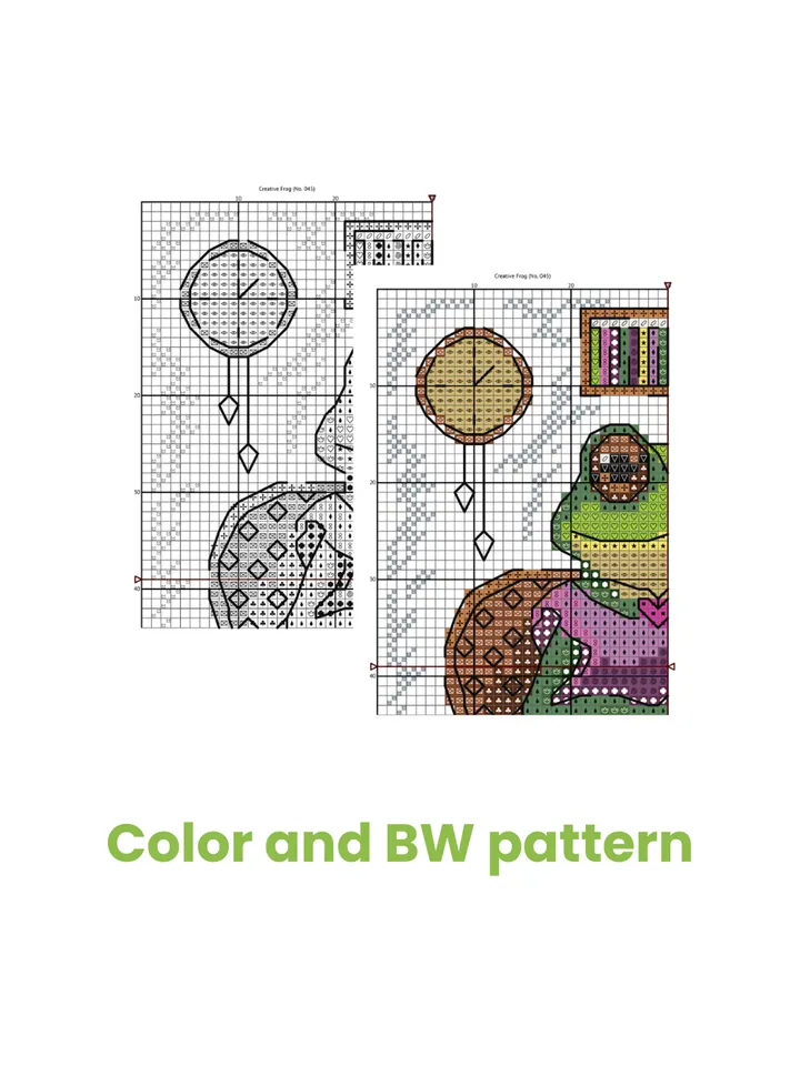 Cross stitch pattern Frog, digital cross stitch chart PDF