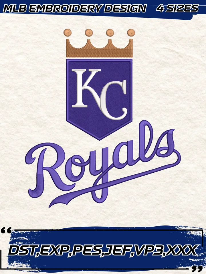 Kansas City Royals Alternate Logo Embroidery Design,MLB Embroidery Design,Machine Embroidery Design File,4 Sizes, Digital Download