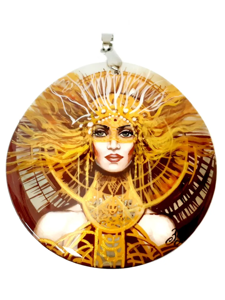 Pearl pendant necklace: Fiery beauty of women on astonishing pendant. Outstanding handmade jewelry for evening dress. Gift for a bright girl