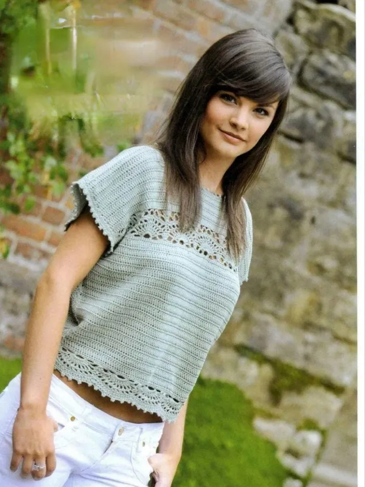 Top crochet pattern, lace crochet top, sleeveless summer sweater pdf, women top Pattern pdf instant download