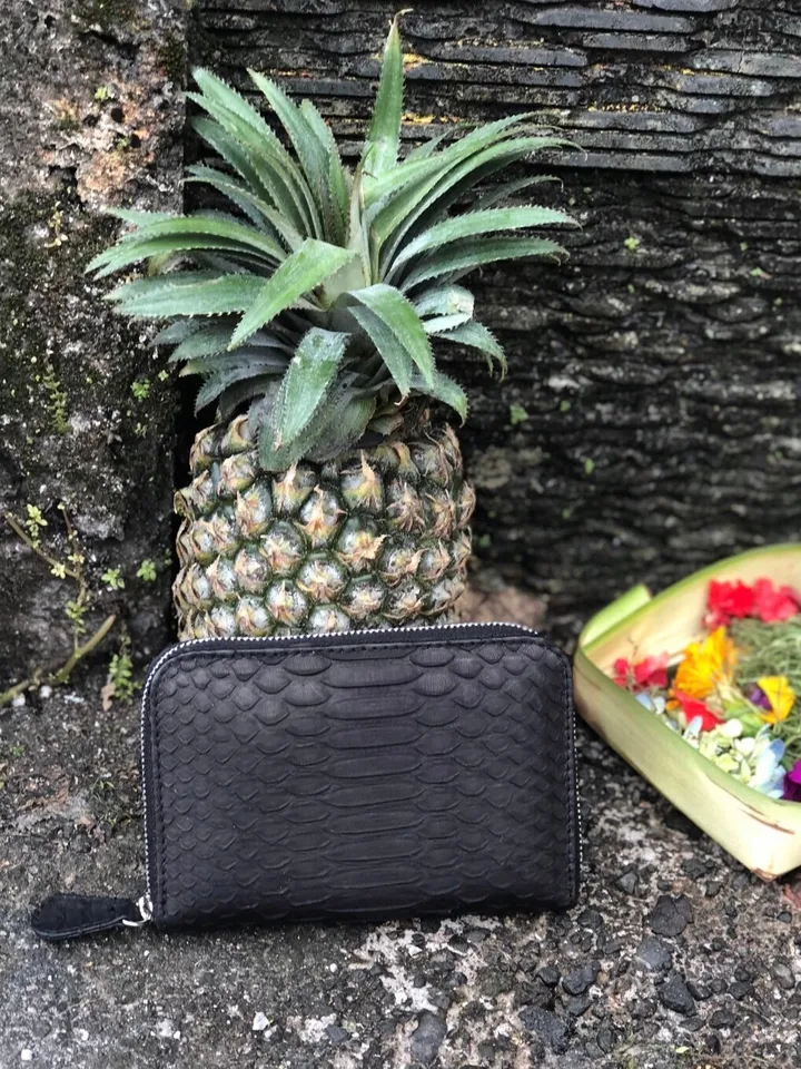 Genuine python skin black wallet | Small wallet | Exotic leather wallet | Women wallet | Snake trendy Wallet | Snakeskin designer wallet