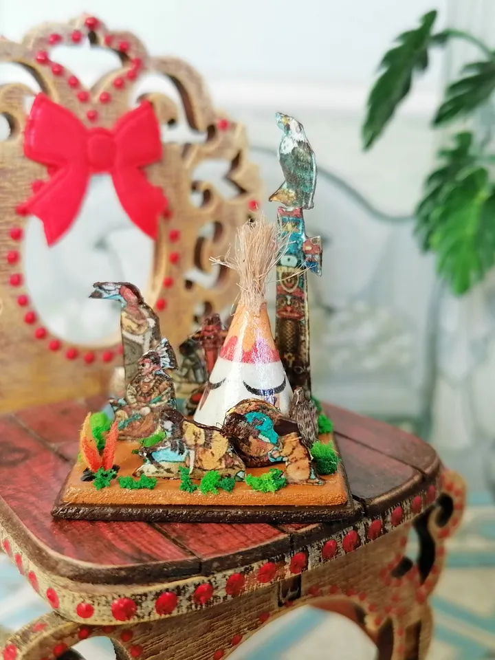 Indian village. Puppet miniature.1:12 scale.