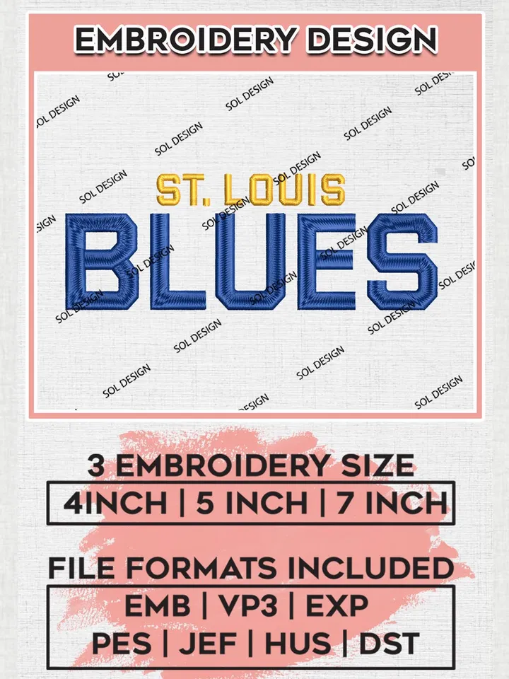 NHL St. Louis Blues Wordmark Logo Embroidery Designs, NHL St. Louis Blues Team Logo Embroidery, NHL Embroidery Designs, NHL Machine Embroidery Designs, Digital Download