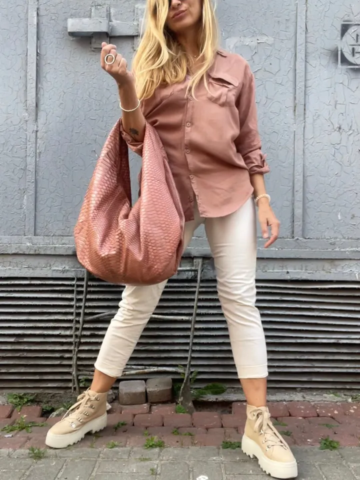 Big Soft Hobo Classy Sport Woman Bag | Purse Genuine Python Skin | Python Skin Products | Beige Big Elegant Leather Designer Soft Bag Snake