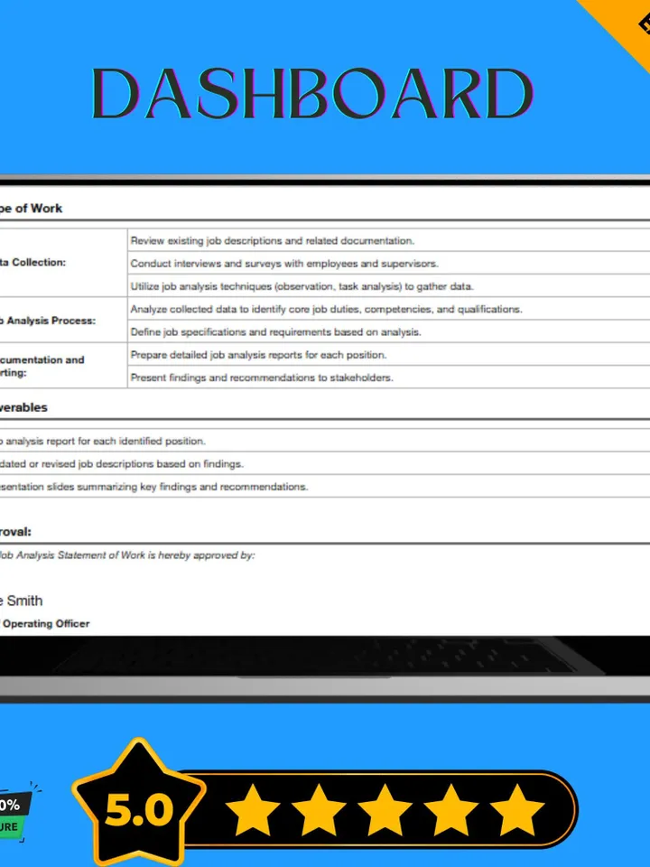 Job Analysis Statement of Work Template, Employee Role Definition, Work Scope Document, Google Sheets SOW Template