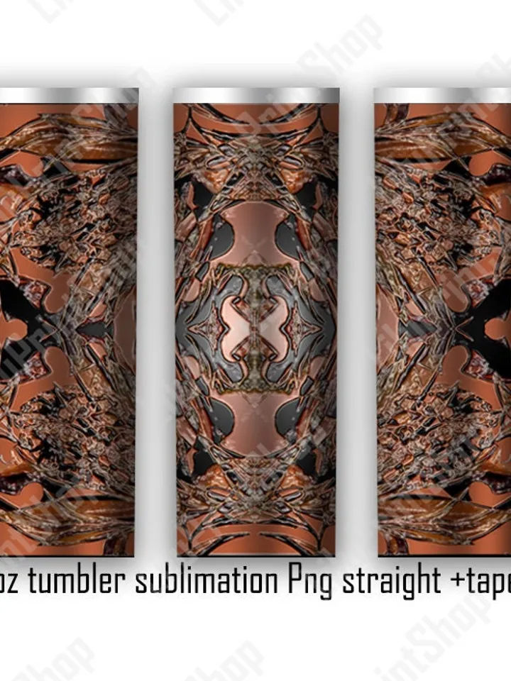 Tooled leather Tumbler sublimation designs, Brown tumbler wrap PNG for 20oz skinny straight & tapered tumbler / Instant download