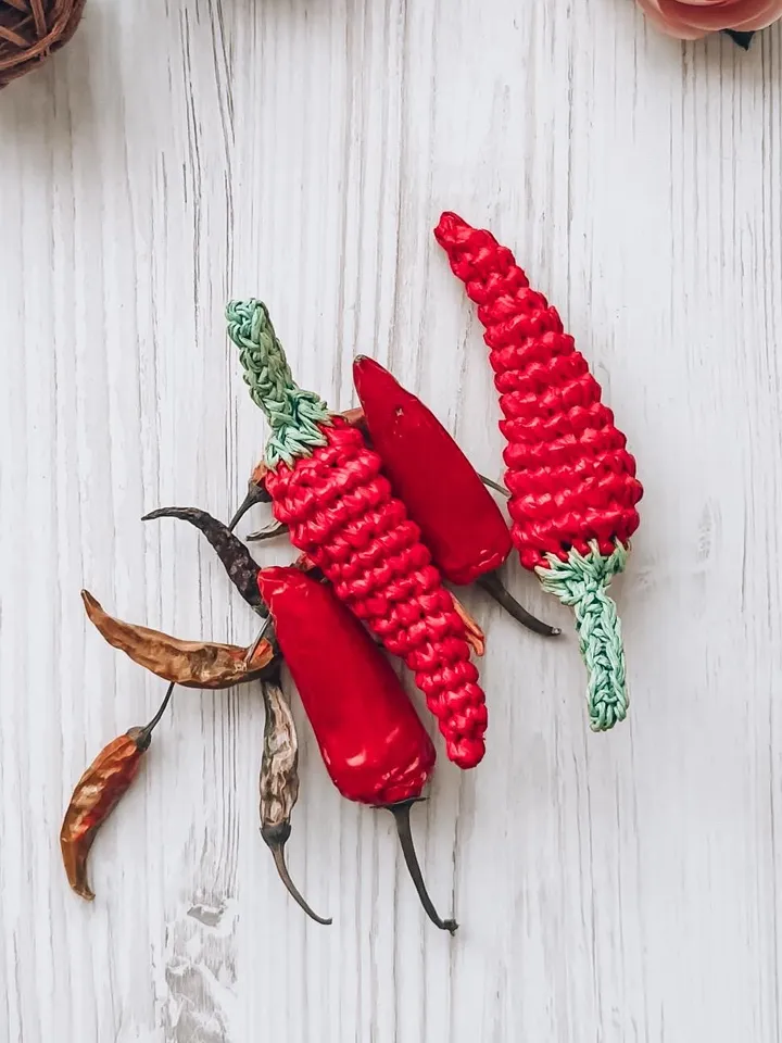 Crochet pattern pepper pendant digital instant download and video tutorial, bags charm, vegetable creature crochet, keychain pepper crochet
