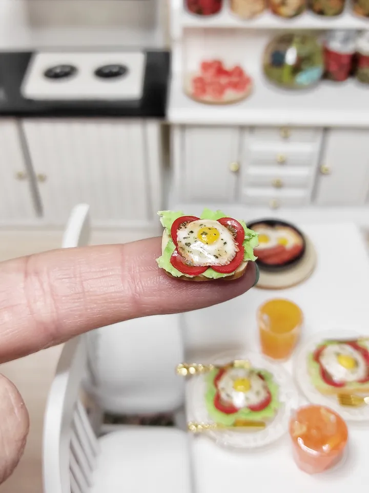 Realistic food, sandwich, 1 12 scale, Breakfast for dolls, miniature, gift, food for dolls, dollhouse food, mini food