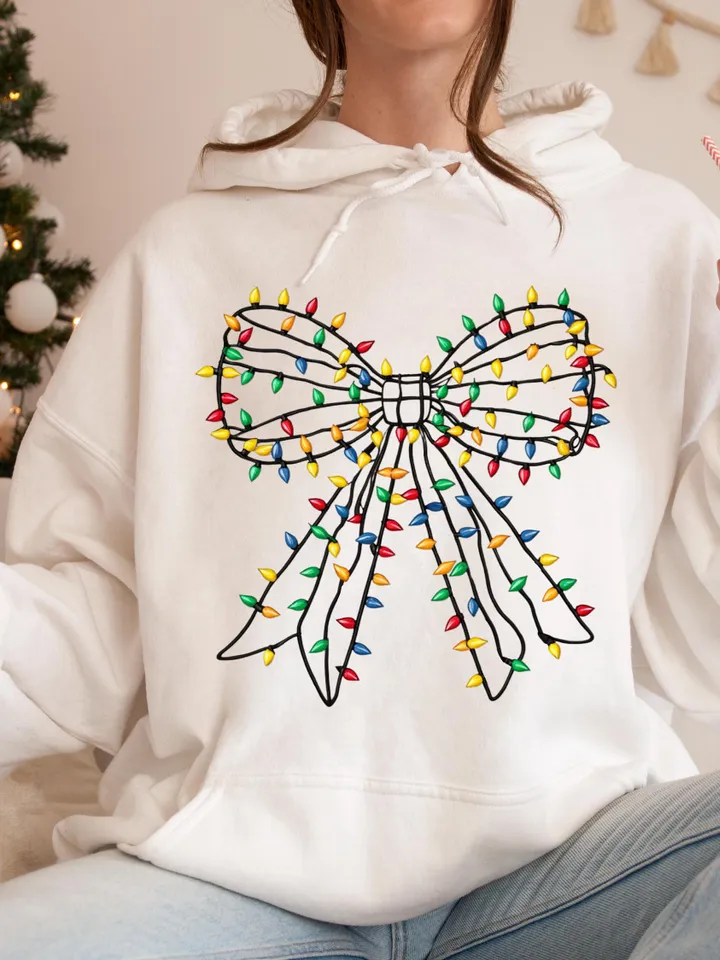 Christmas Light Bow, Christmas Coquette Bow Png Design, Christmas Light Png, Xmas Coquette Bow PNG, Christmas Sublimation Design