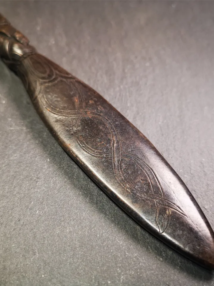 Gandhanra Handmade Tibetan Buddhist Ritual Implement - Kila -Dorje Phurba,Black Manjusri Sword,Made of Cold Iron inlaid with Copper, 9"