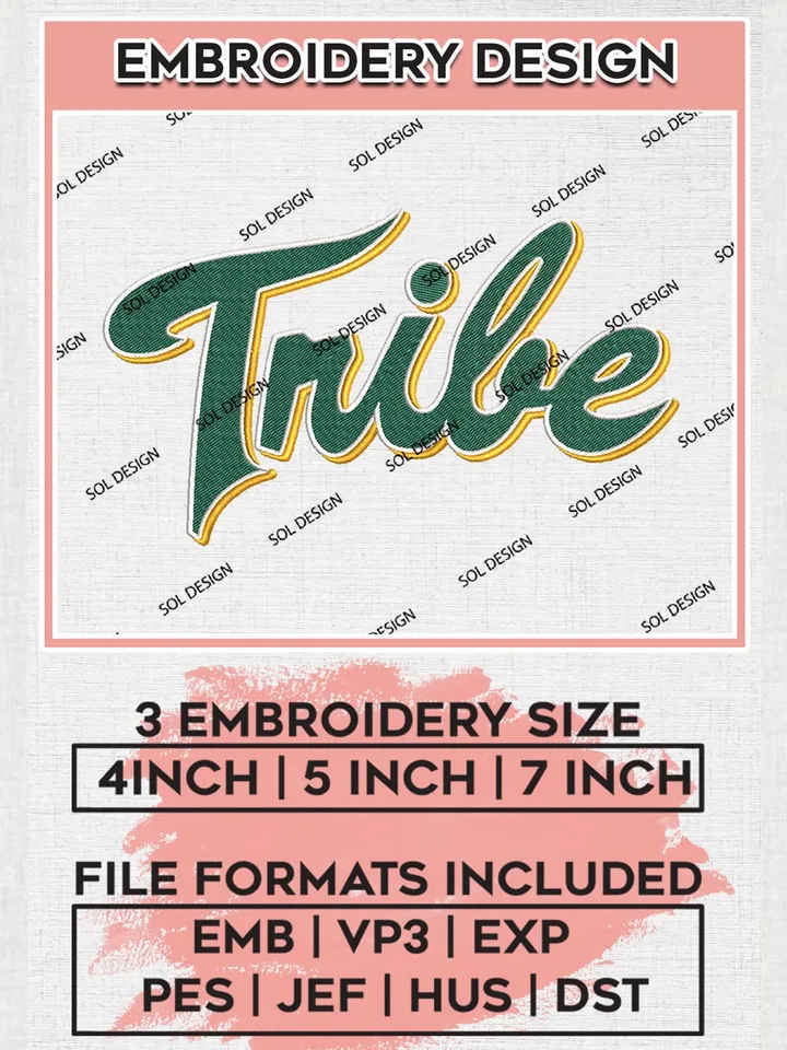 NCAA William Mary Tribe Word Logo embroidery designs, NCAA William Mary Tribe Team Machine embroidery designs, NCAA embroidery designs, Machine embroidery designs, Digital Download