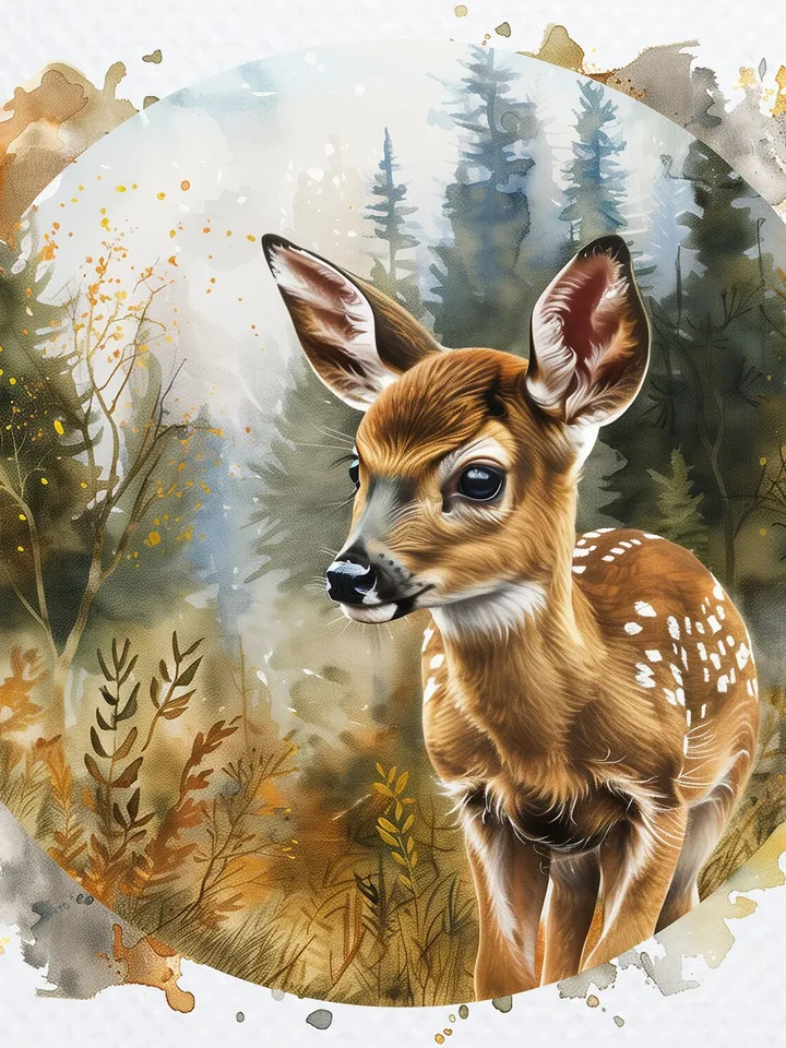 10 Fawn Baby PNG, Bemby for sublimation, Printable Watercolor Fawn Baby clipart, High Quality PNGs, Digital download, Paper crafts