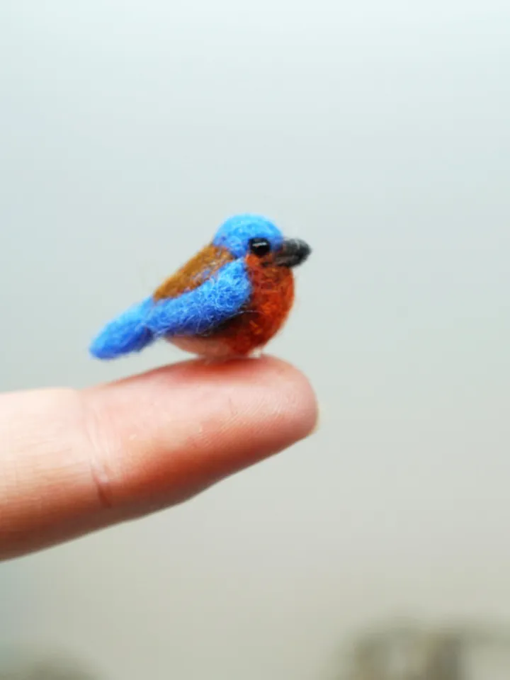 Tiny needle felted bluebird, miniature bird, made to order