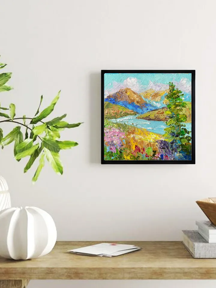 Fall Original Oil Painting Landscape Rocky Mountains Fine Art