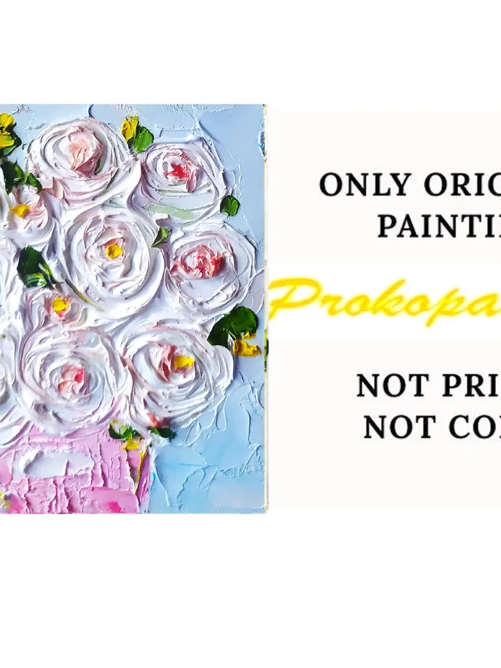Ranunculus Painting Flowers Original Art 4 x 4 Ranunculus Art Impasto Oil Painting Floral painting by ArtProkopaloSv