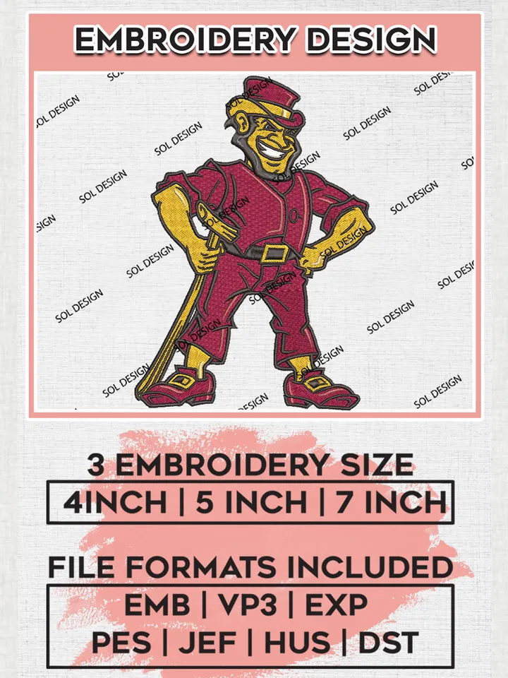 NCAA Iona Gaels Football Team Mascot Logo Embroidery Design Files, NCAA Iona Gaels Machine Embroidery, NCAA Teams, Game Day, 3 sizes, NCAA Machine embroidery designs, Digital Download