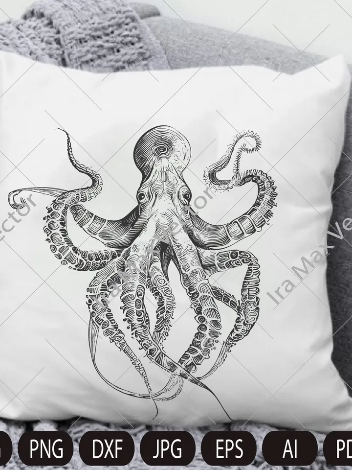 Octopus SVG, kragen svg, Octopus printable, Octopus detailed, Octopus clipart
