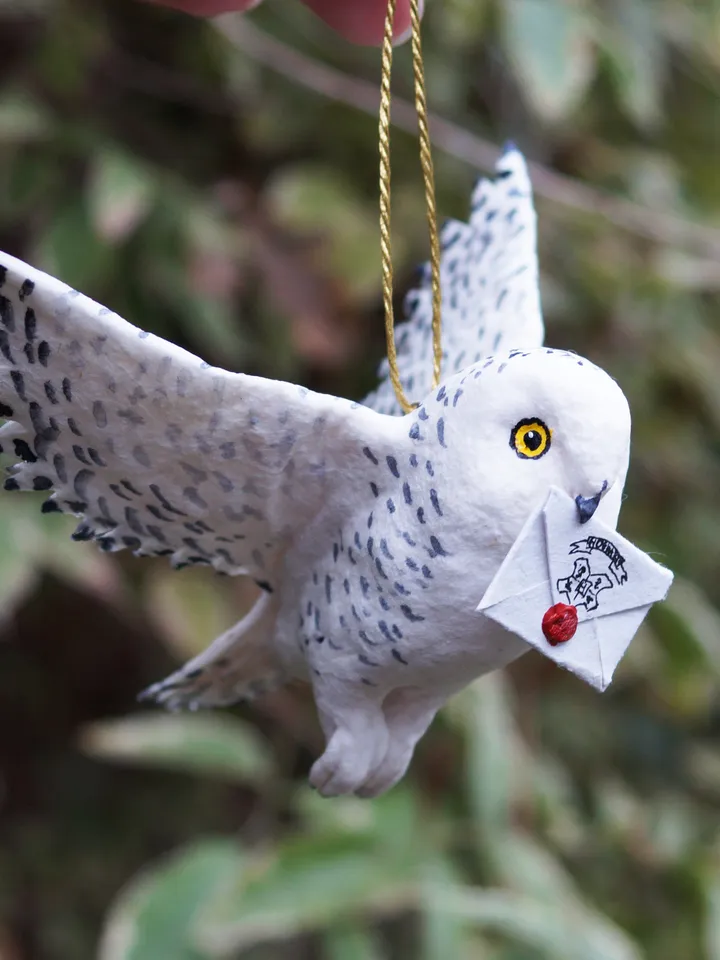 Polar Owl spun cotton Christmas ornament