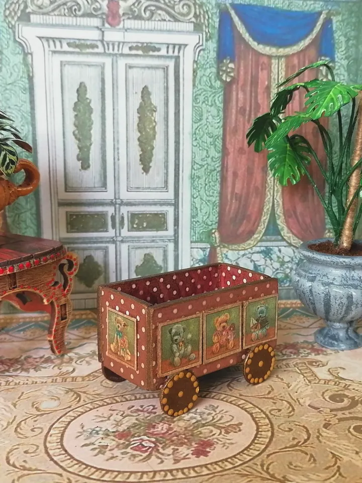 Trolley for dollhouse. Doll toy.1:12 scale.