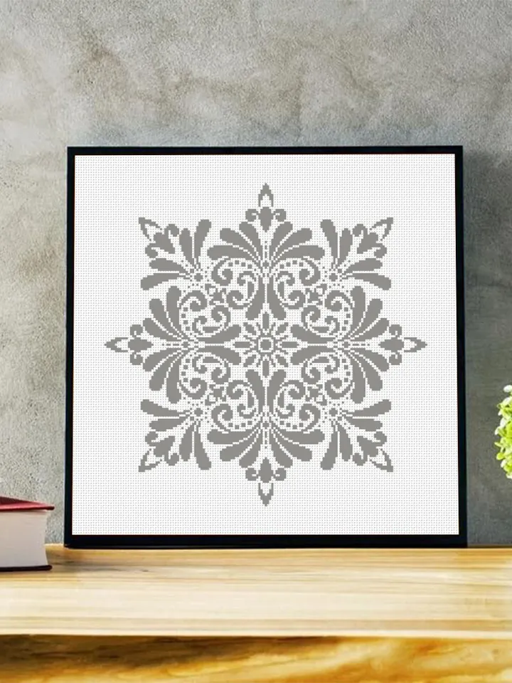 Mandala cross stitch pattern PDF download, Floral mandala pattern digital PDF, Mandala ornament cross stitch chart, Mandala embroidery #M242