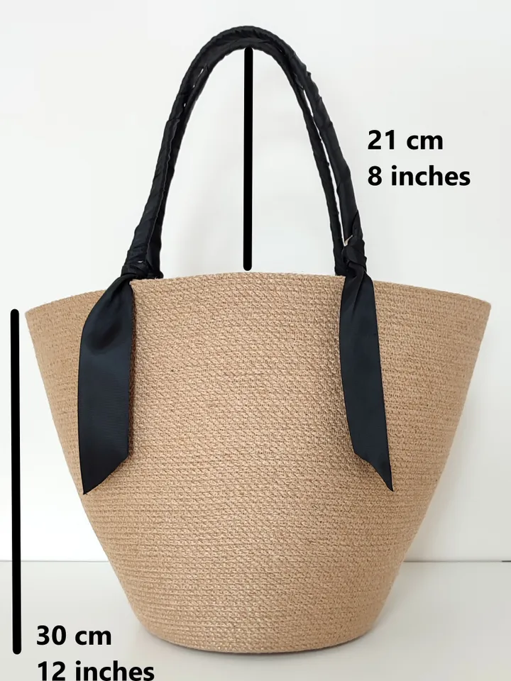 Jute tote bag for market, handmade bag for woman