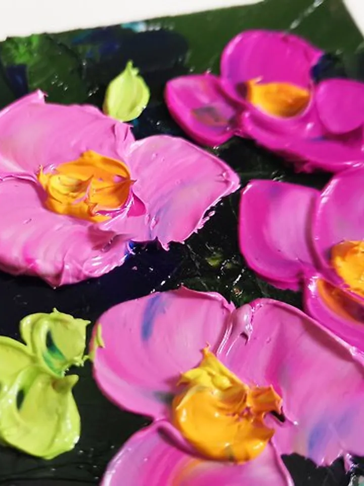 Chinese Roses 油畫原作 Original Art 手工油畫 Cute Flowers 油畫 Oil Painting Small Verafe