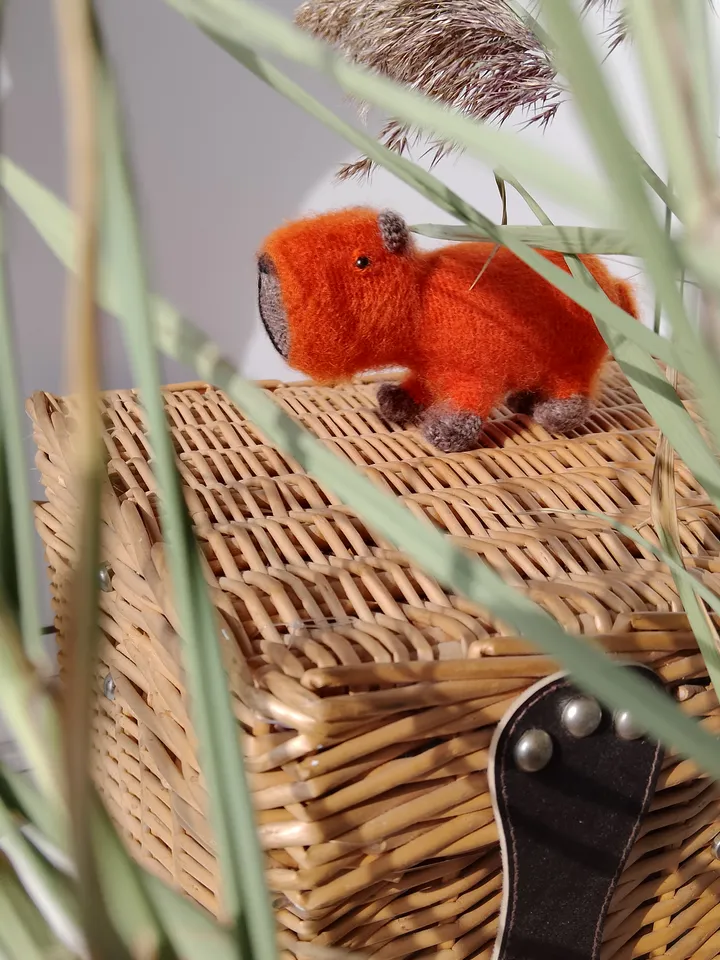 Capybara soft toy orange cute. Holiday gift. Stuffed capybara plush toy