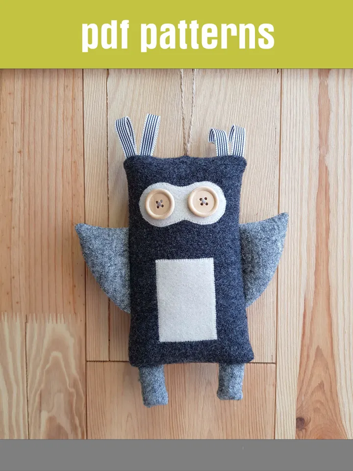 Black OWL sewing pattern PDF, digital tutorial in English, Home decor sewing diy, Halloween doll pattern