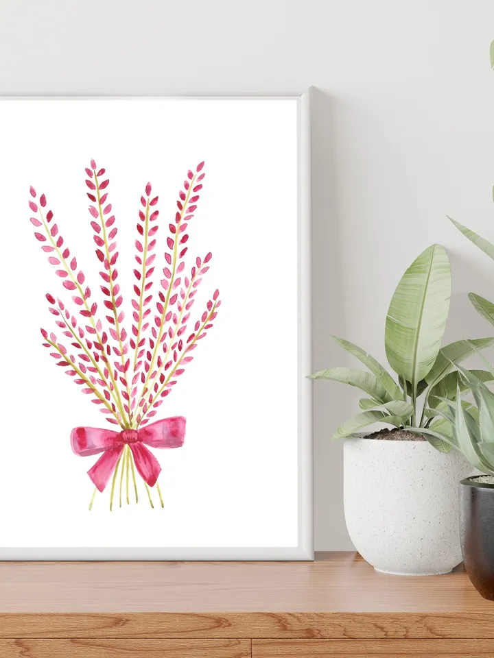 Red Flower Bouquet Wall Art Burgundy Pretty Home Decor Gift Idea Lavender Flowers Thank Giving Decor Anniversary Gift Poster Flowers