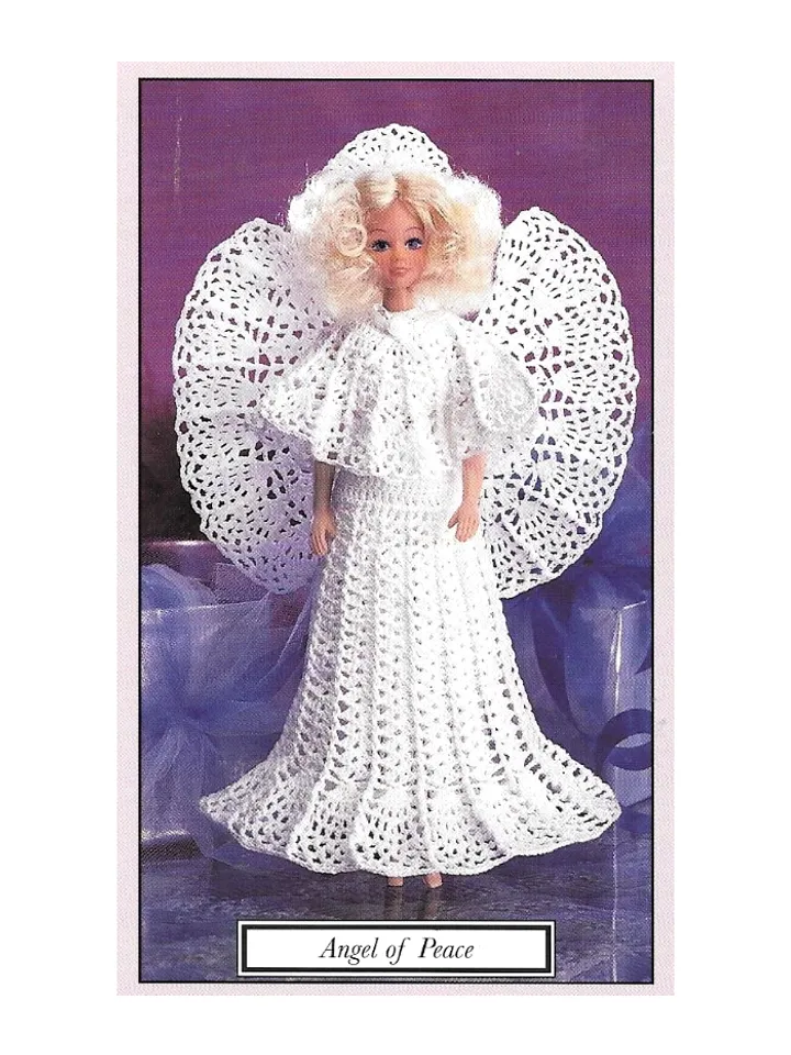 Fashion Doll Angels Dress Barbie Vintage Crochet Pattern PDF Fashion Doll size 11 1/2 inches